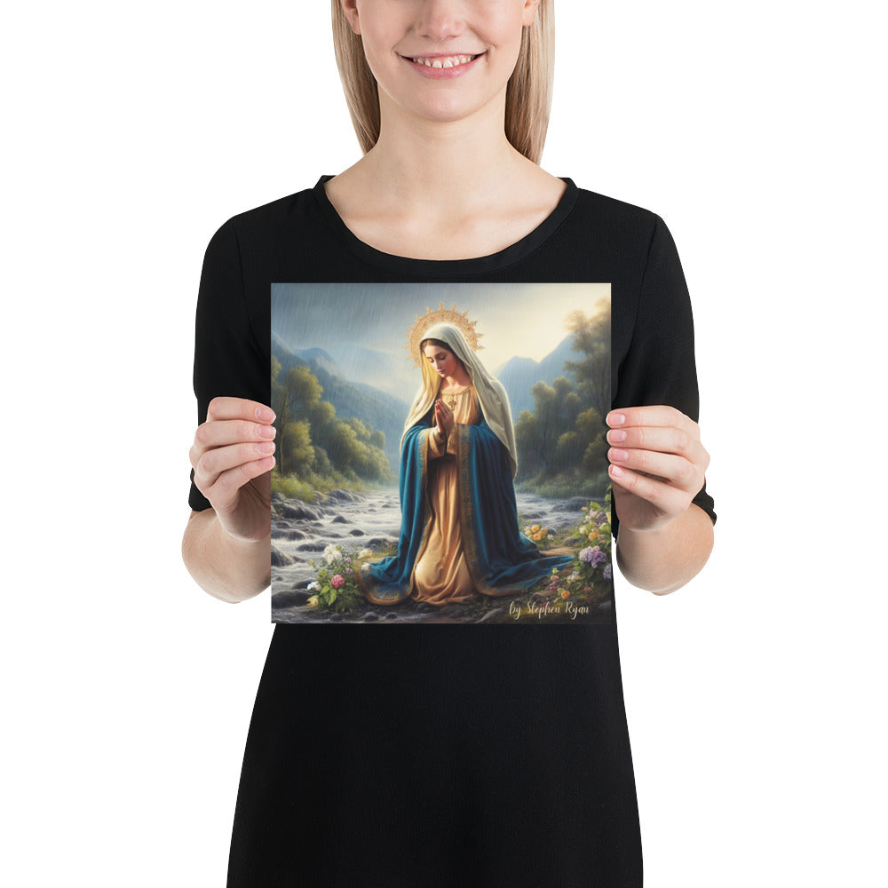 Our Lady Keels in the Garden Poster