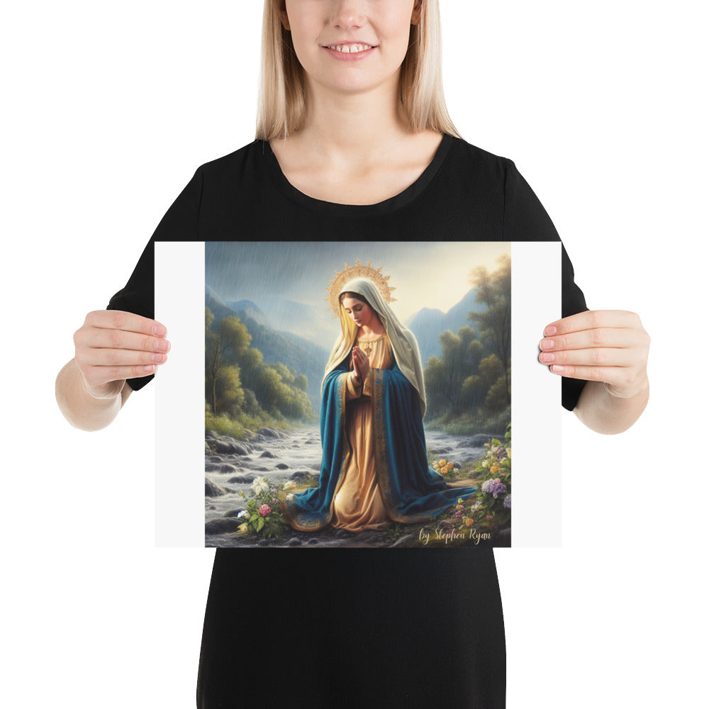 Our Lady Keels in the Garden Poster