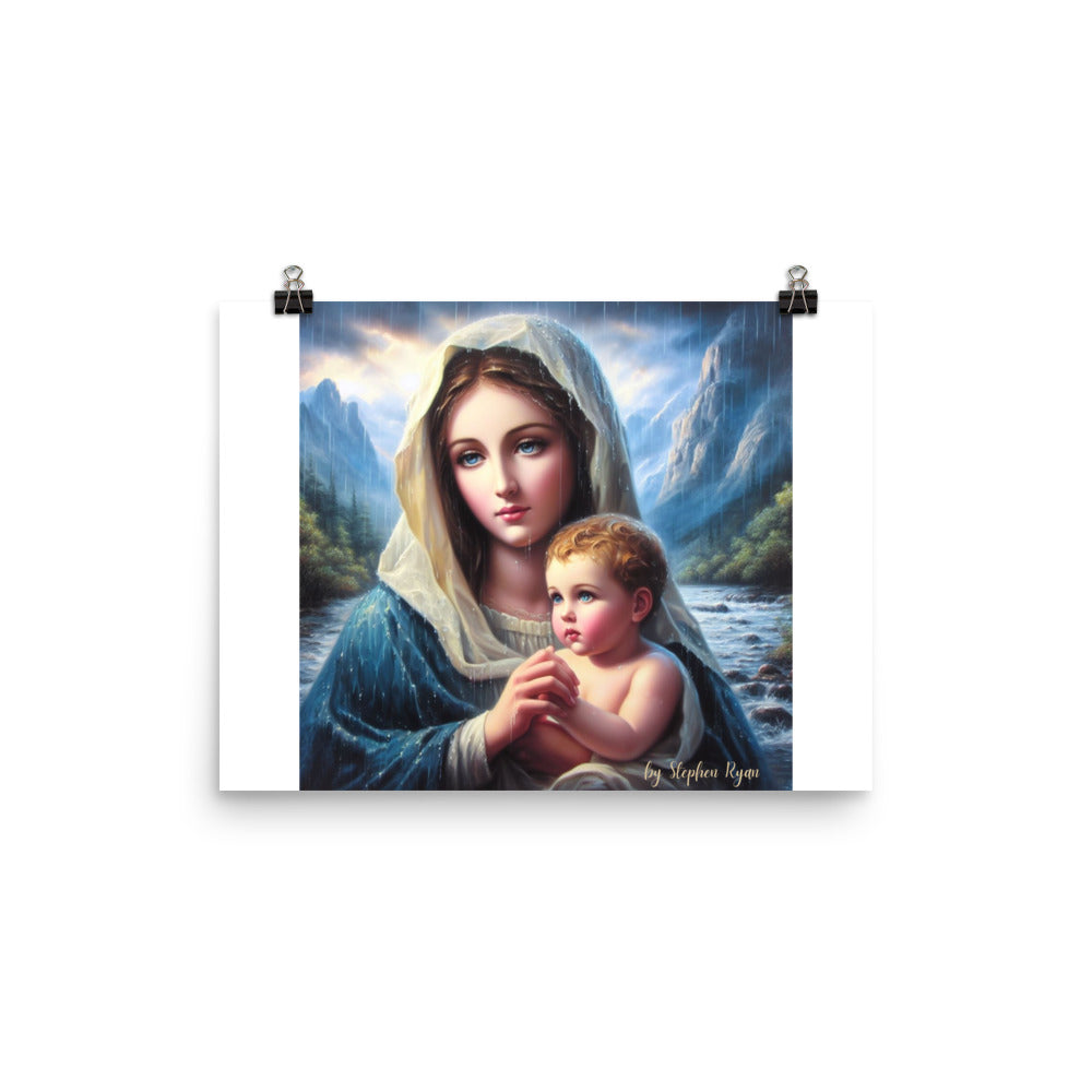 Our Lady with Baby Jesus in the Mountains Poster