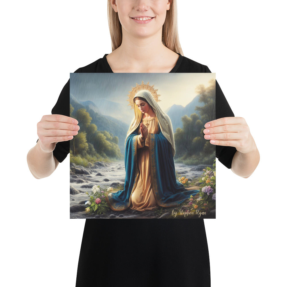 Our Lady Keels in the Garden Poster