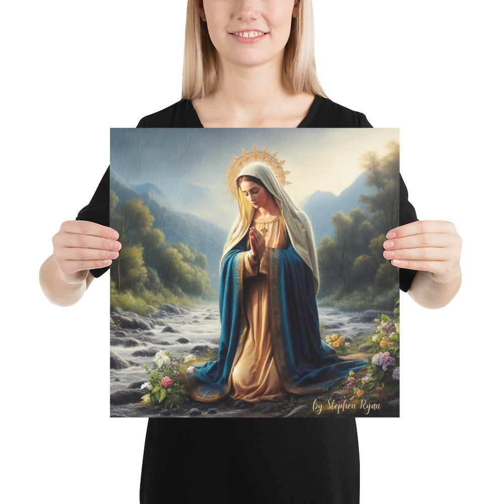 Our Lady Keels in the Garden Poster