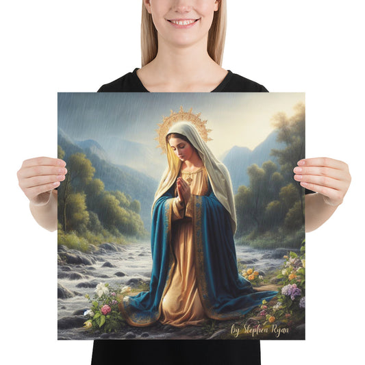 Our Lady Keels in the Garden Poster