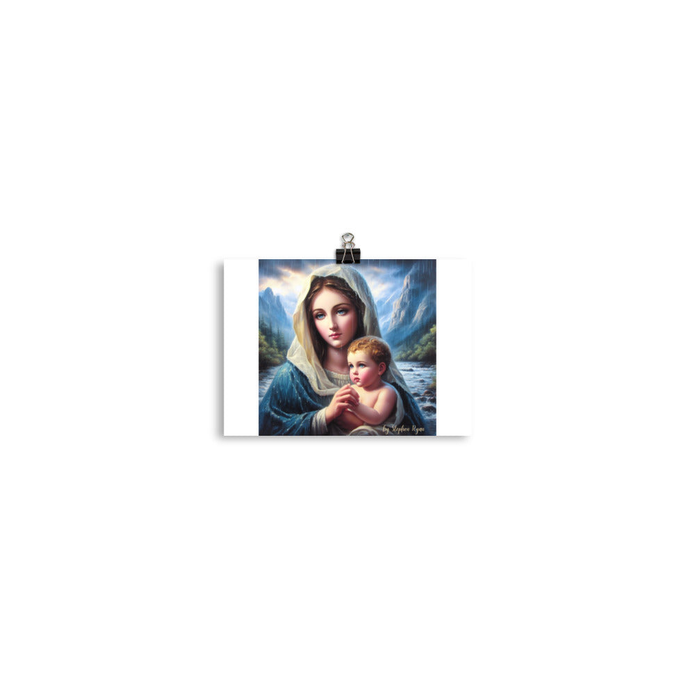 Our Lady with Baby Jesus in the Mountains Poster