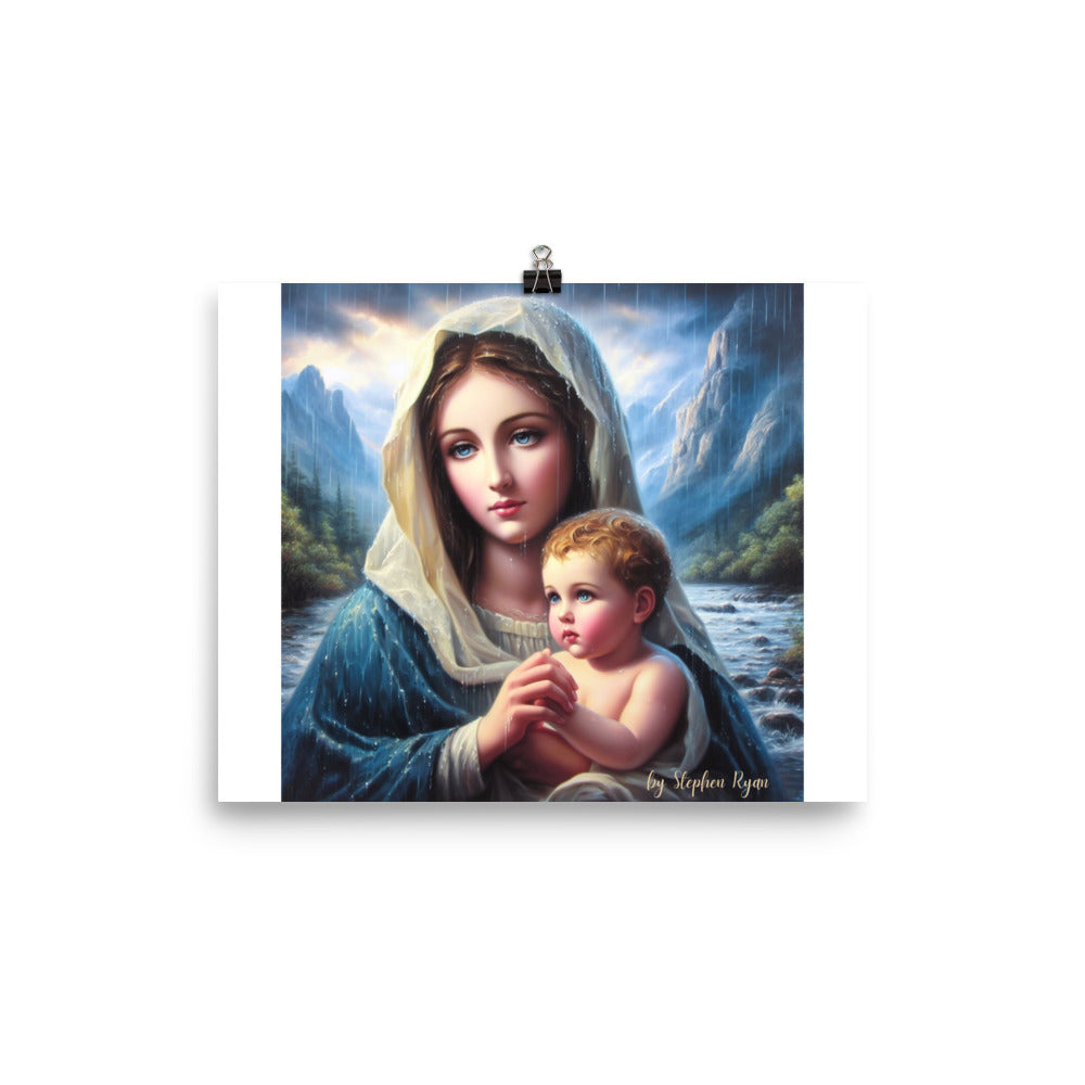 Our Lady with Baby Jesus in the Mountains Poster